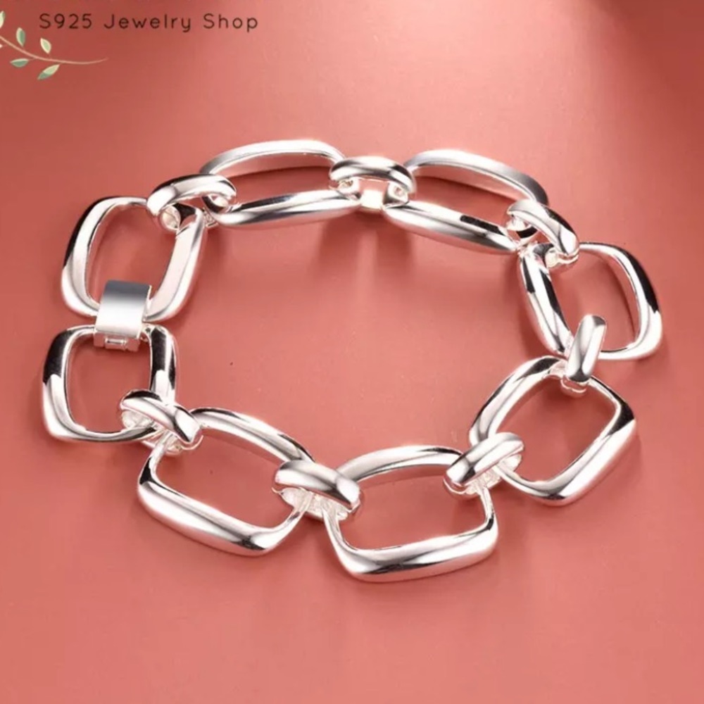 STERLING SILVER CHAIN LINK BRACELET - Picture 2 of 11